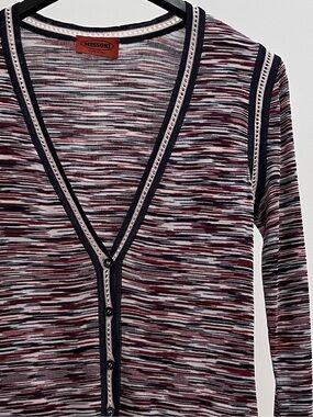 Vintage Missoni long sleeve button front cardigan 40 S Italy flame smooth knit